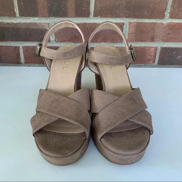 Soul Naturalizer Aries Brown Open Toe Block Heel Platform Sandals US size 9.5 M - Picture 3 of 9